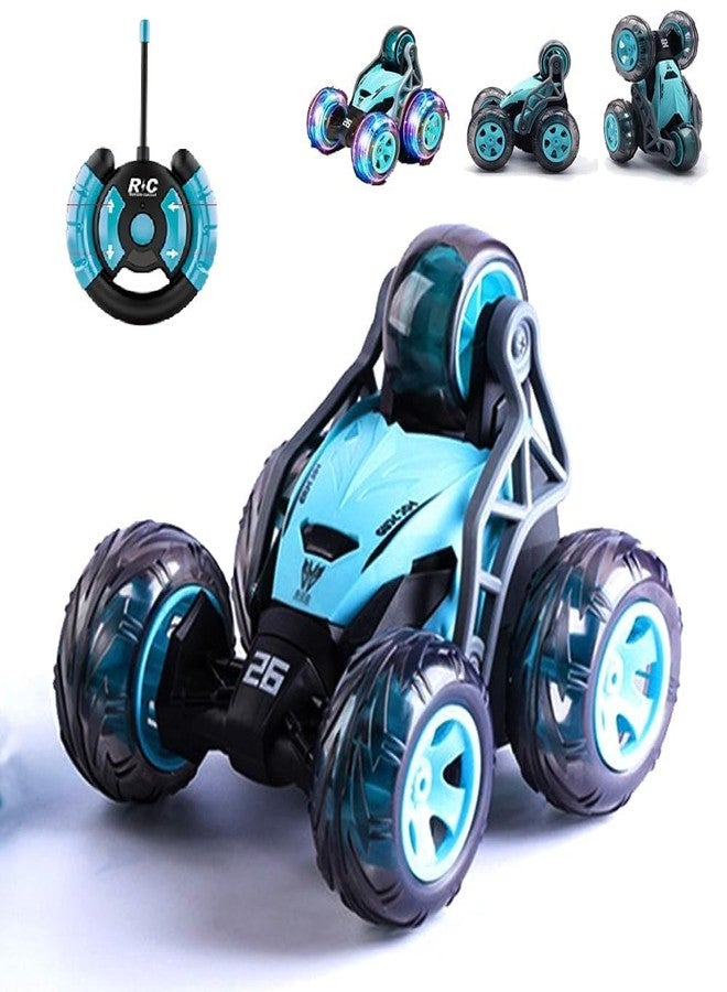 Brand Conquer Rechargeable RC Stunt Cars for Kids, 5 Wheel 2.4 GHz Remote Control Car Stunt Vehicle High Speed 360 Degree Rotation Flip Racing Car Upright Driving Toys for Boys Girl (Stunt Cars Blue) - Image 1